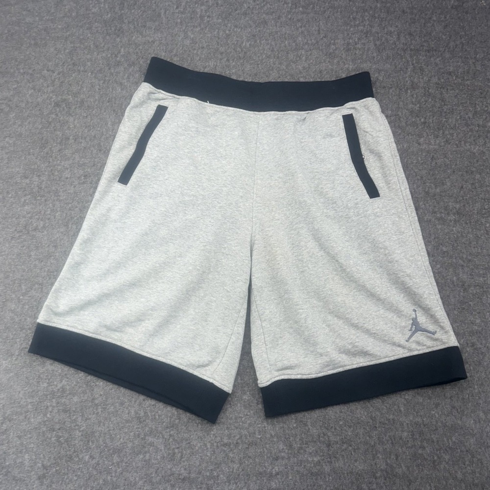 Jordan Fleece Shorts Mens XXL Heather Gray Black Jumpman Logo Sweat Shorts